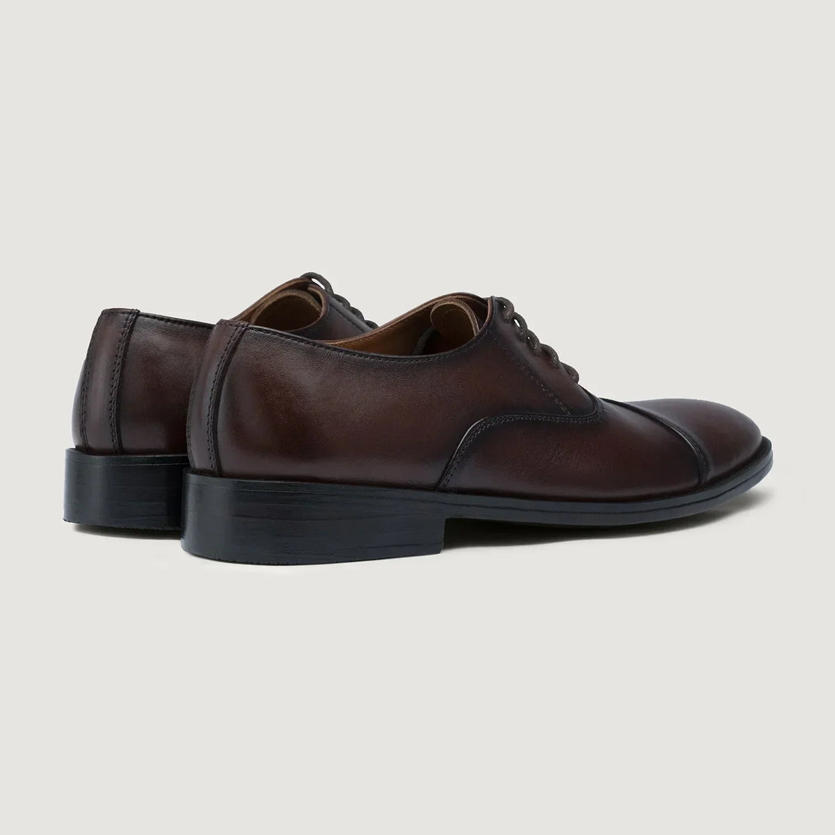 Professor Oxford Burnished Brown Leather Shoes - men's shoes in brown genuine leather, view 4