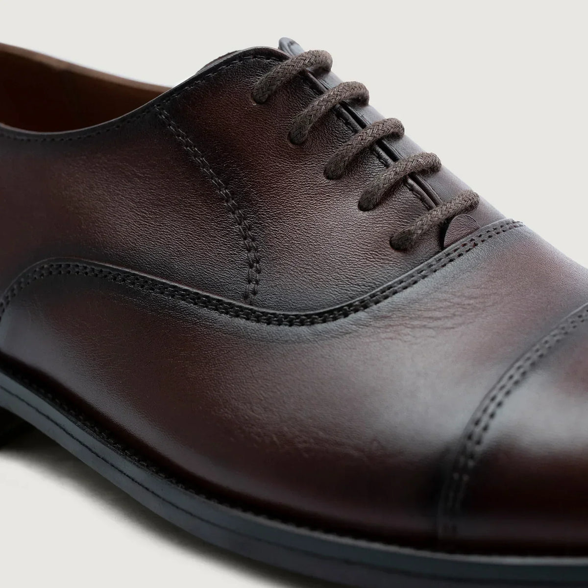 Professor Oxford Burnished Brown Leather Shoes - men's shoes in brown genuine leather, view 6