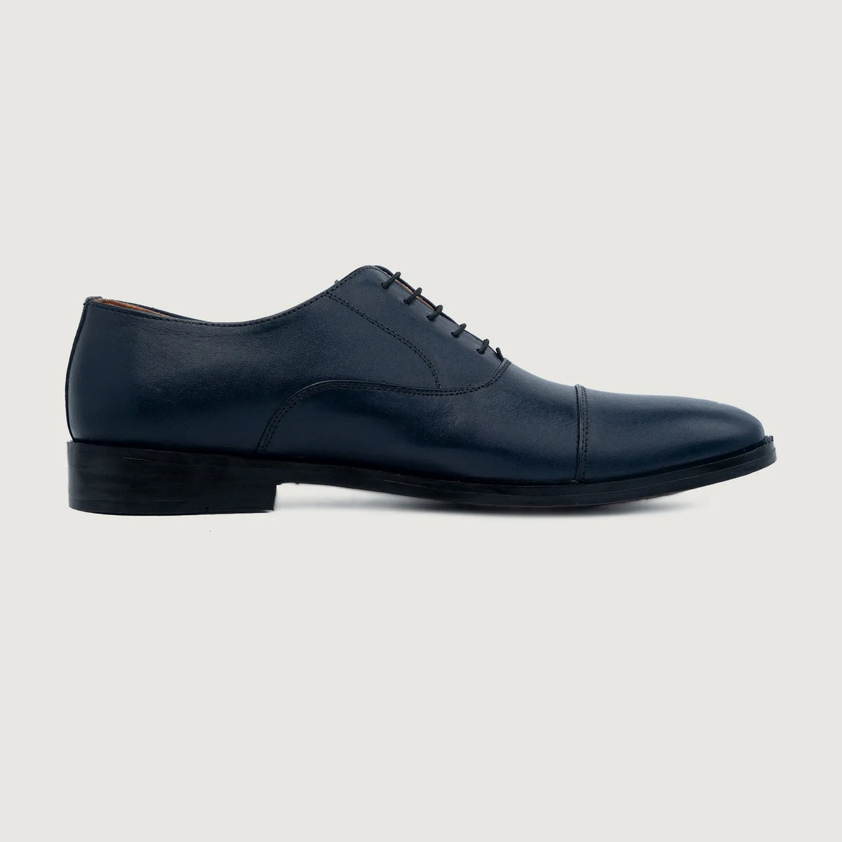 Professor Oxford Midnight Blue Leather Shoes - men's shoes in midnight blue genuine leather, view 2