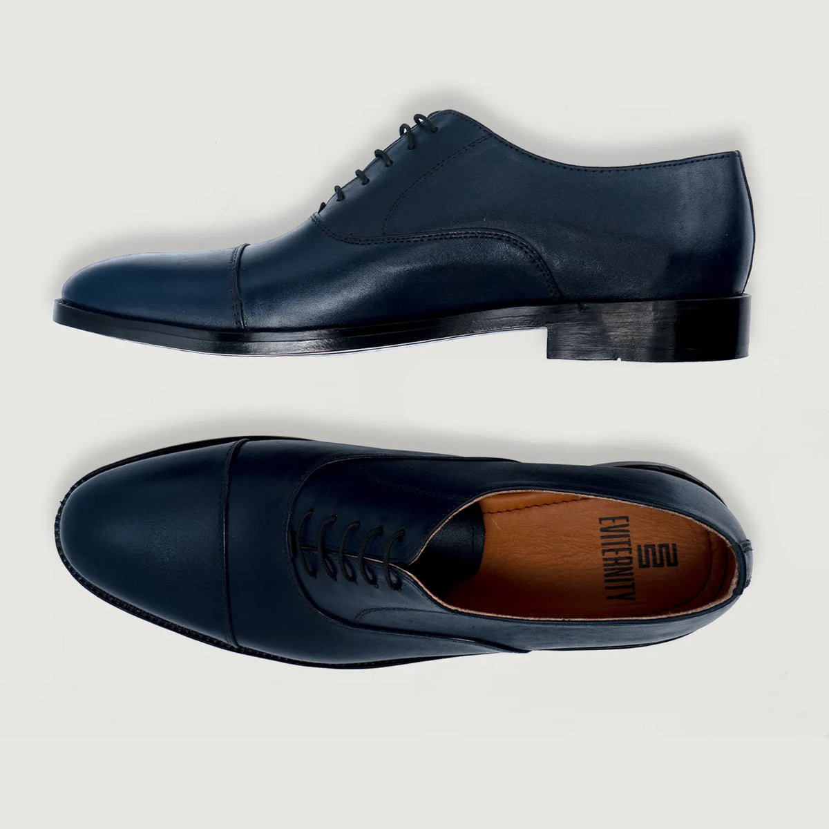 Professor Oxford Midnight Blue Leather Shoes - men's shoes in midnight blue genuine leather, view 3