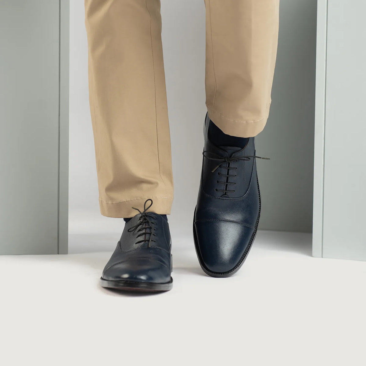 Professor Oxford Midnight Blue Leather Shoes - men's shoes in midnight blue genuine leather, view 7