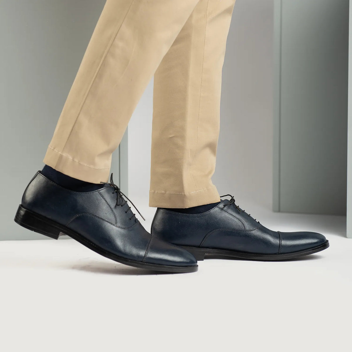 Professor Oxford Midnight Blue Leather Shoes - men's shoes in midnight blue genuine leather, view 8
