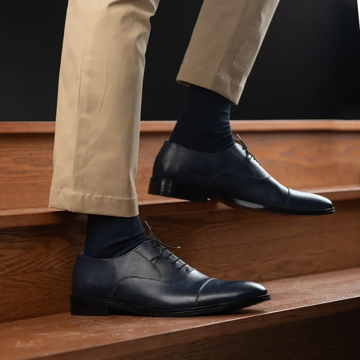 Professor Oxford Midnight Blue Leather Shoes - men's shoes in midnight blue genuine leather, view 9