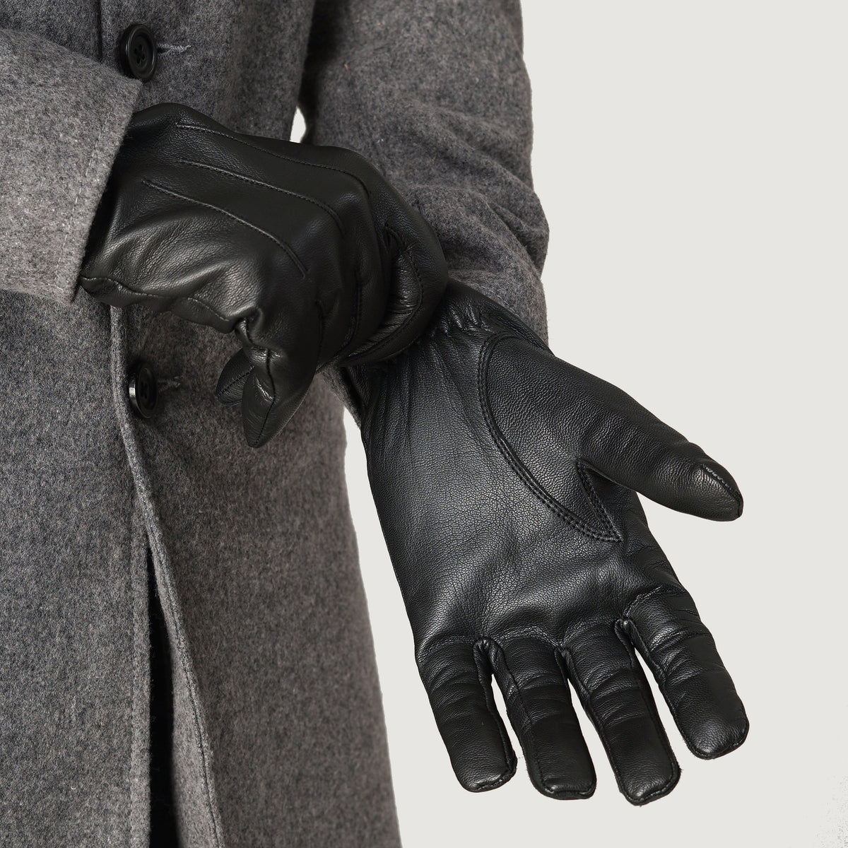 Brex Ralph Black Leather Dress Gloves - black men's dress leather gloves, view 3