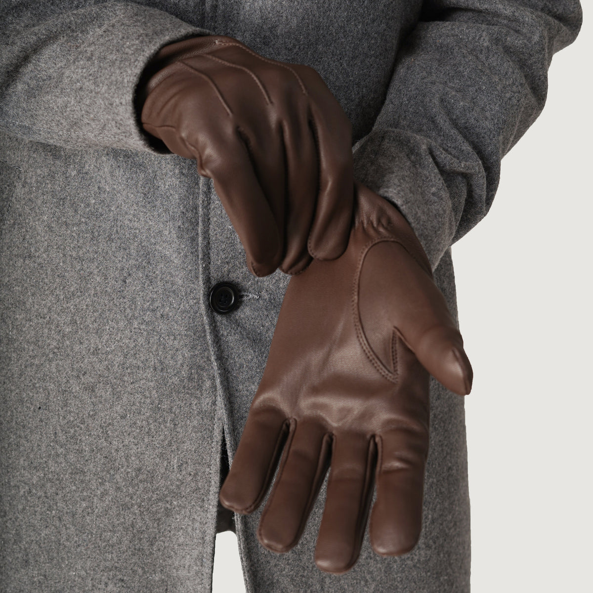 Brex Ralph Brown Leather Dress Gloves - brown men's dress leather gloves, view 3