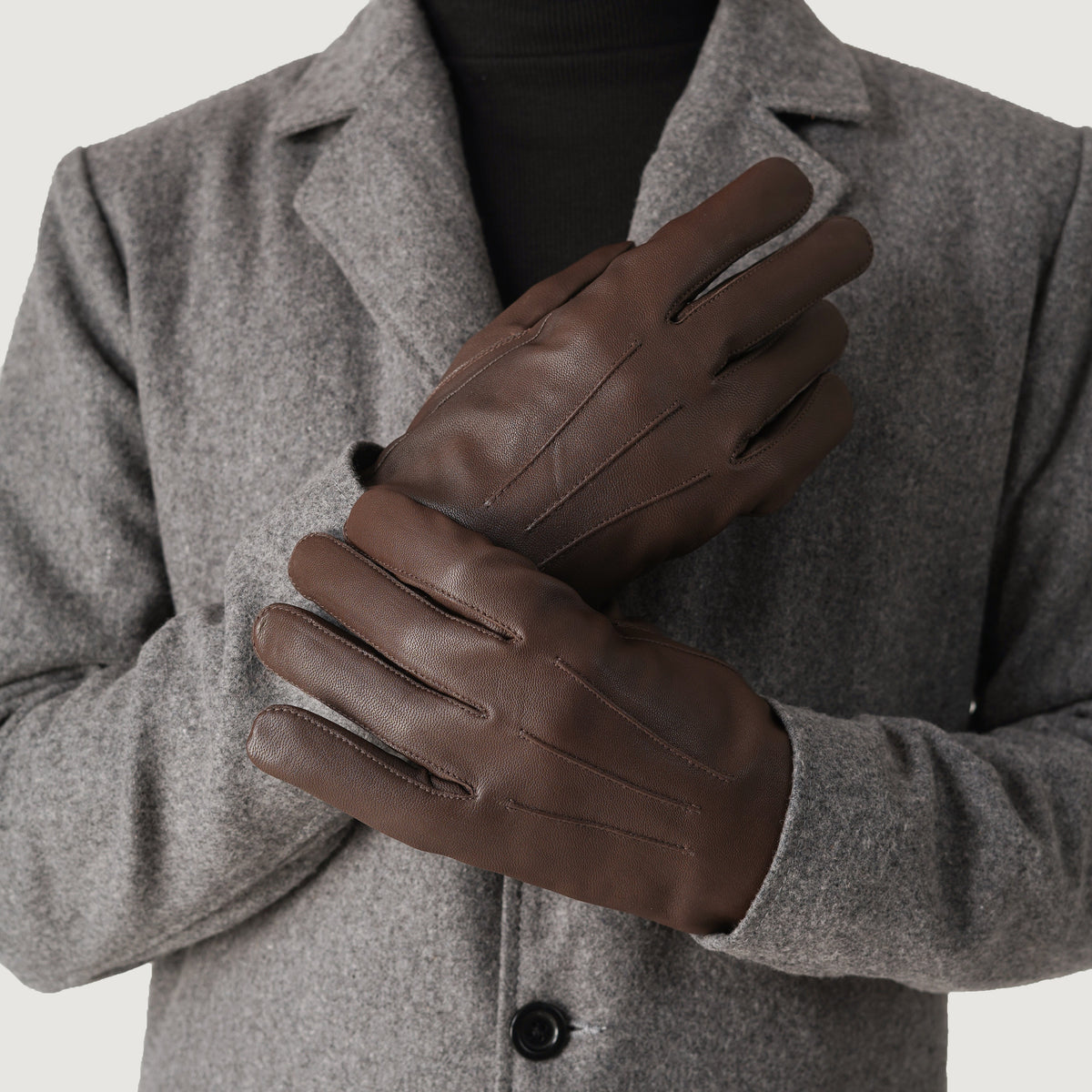 Brex Ralph Brown Leather Dress Gloves - brown men's dress leather gloves, view 6