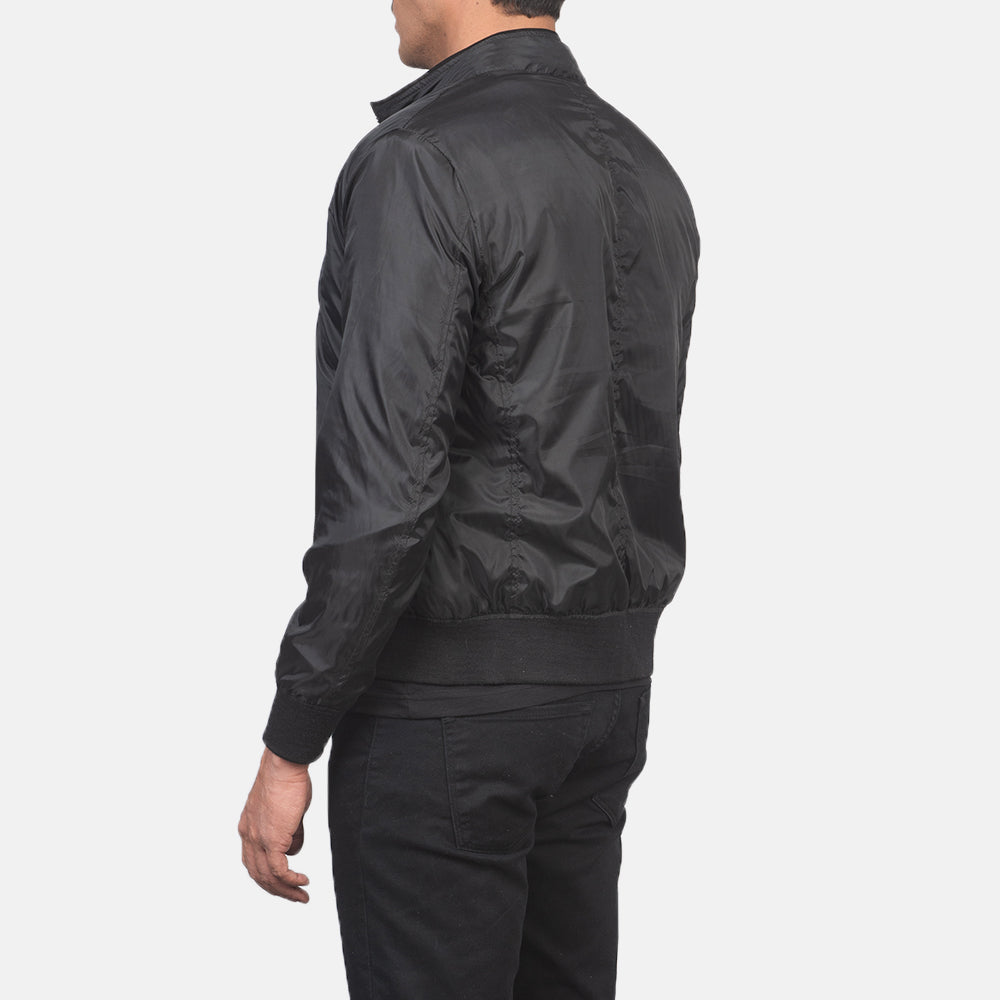 Ramon Black Bomber Jacket - men's jacket in black premium leather, view 5