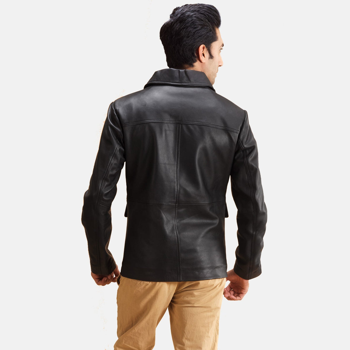 Raven Black Leather Jacket - men's jacket in black sheepskin leather, view 6