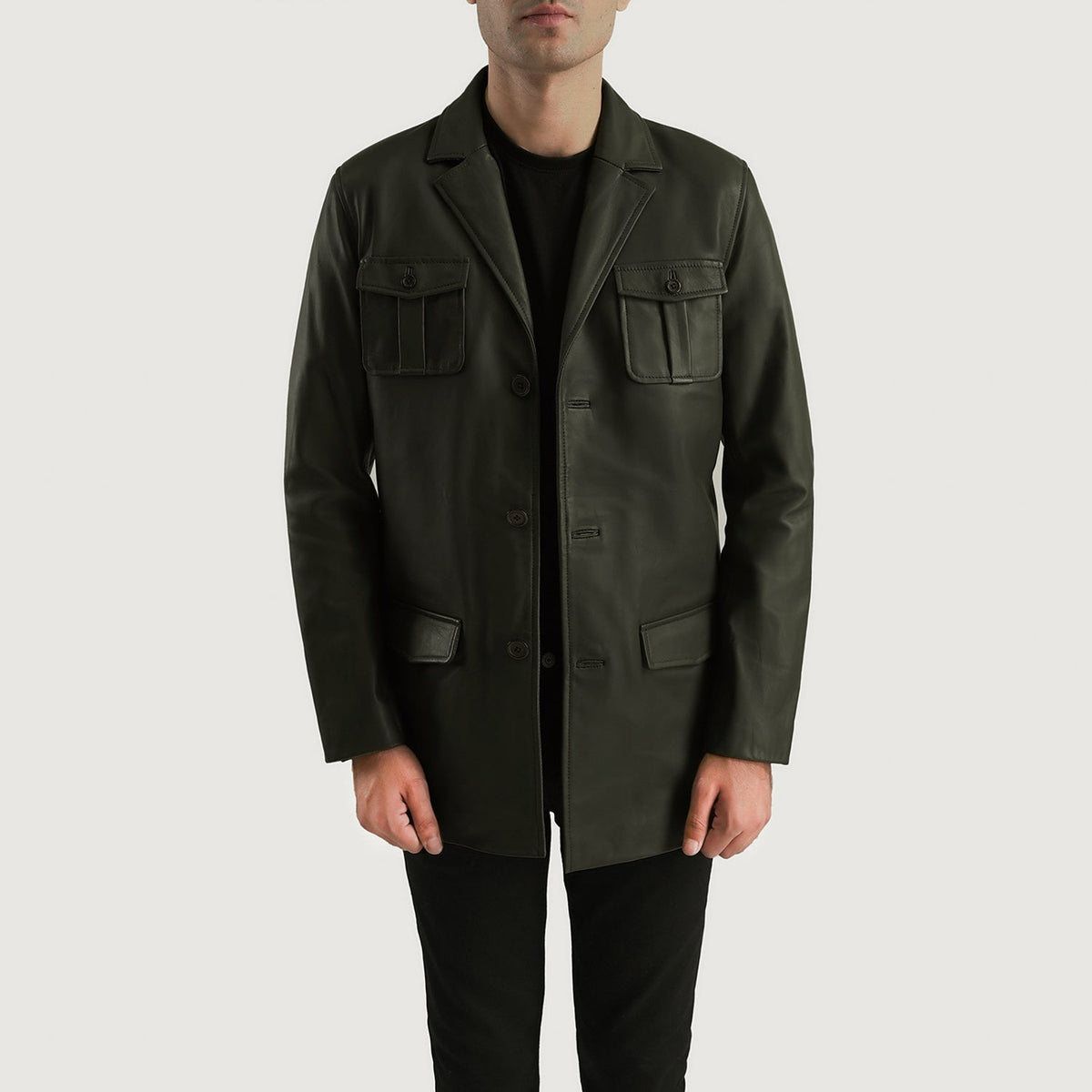 Ray Cutler Green Leather Blazer - men's blazer in green suede leather, view 1