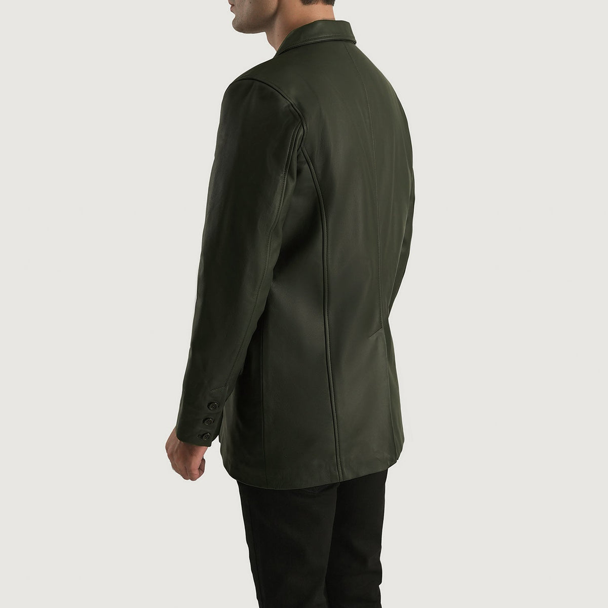 Ray Cutler Green Leather Blazer - men's blazer in green suede leather, view 5