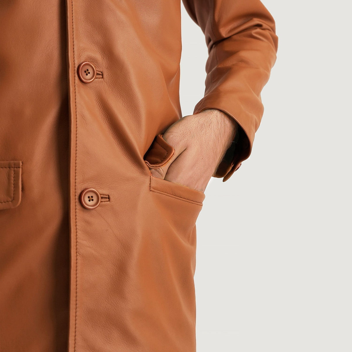 Ray Cutler Tan Brown Leather Blazer - men's blazer in brown & tan sheepskin leather, view 4