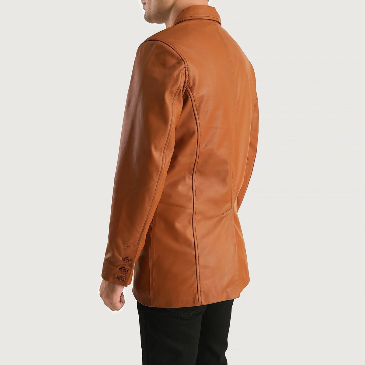 Ray Cutler Tan Brown Leather Blazer - men's blazer in brown & tan sheepskin leather, view 5
