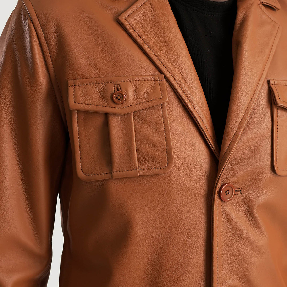 Ray Cutler Tan Brown Leather Blazer - men's blazer in brown & tan sheepskin leather, view 6