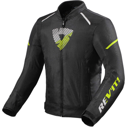 Rev'it Sprint H2O Textile Jacket - Black / Neon Yellow - Rev'it motorcycle jacket, view 1