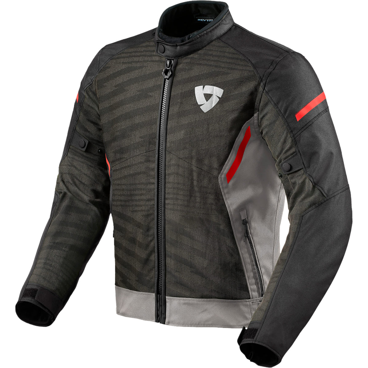 Rev'it Torque 2 H2O Textile Jacket - Grey / Red - Rev'it motorcycle jacket, view 1