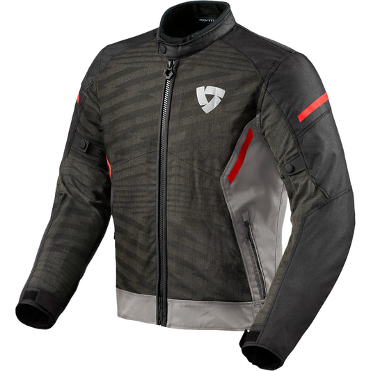 Rev'it Torque 2 H2O Textile Jacket - Grey / Red - Rev'it motorcycle jacket, view 1
