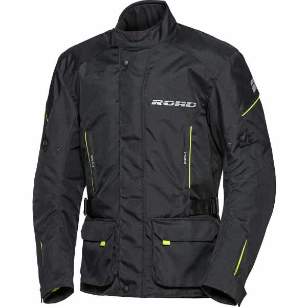 Road Touring 1.0 Textile Jacket - Black / Neon Yellow - Road motorcycle jacket, view 1