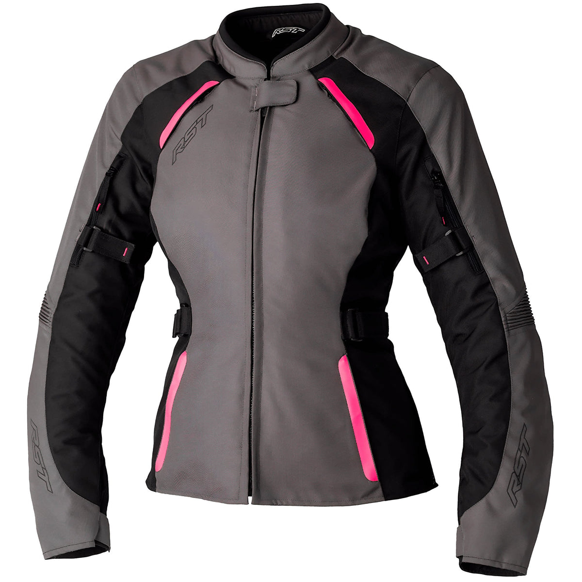 RST Ladies Ava CE Textile Jacket - Black / Neon Pink - RST motorcycle jacket, view 1