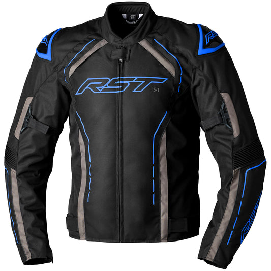 RST S1 CE Textile Jacket - Black / Grey / Blue - RST motorcycle jacket, view 1