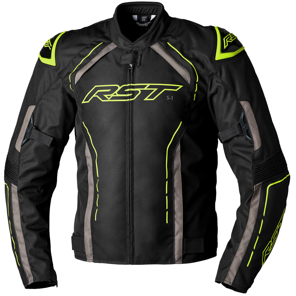 RST S1 CE Textile Jacket - Black / Grey / Fluo Yellow - RST motorcycle jacket, view 1
