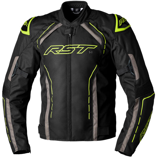 RST S1 CE Textile Jacket - Black / Grey / Fluo Yellow - RST motorcycle jacket, view 1