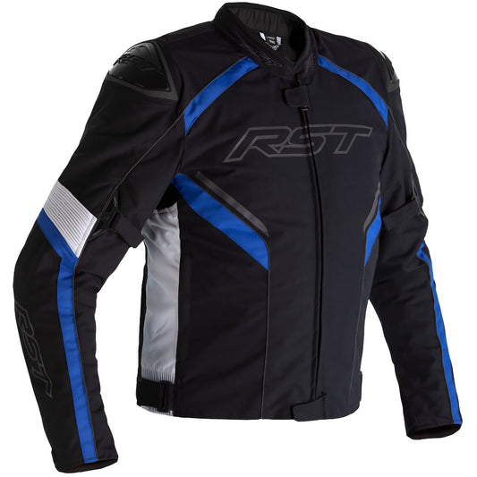 RST Sabre CE Textile Jacket - Black / White / Blue - RST motorcycle jacket, view 1