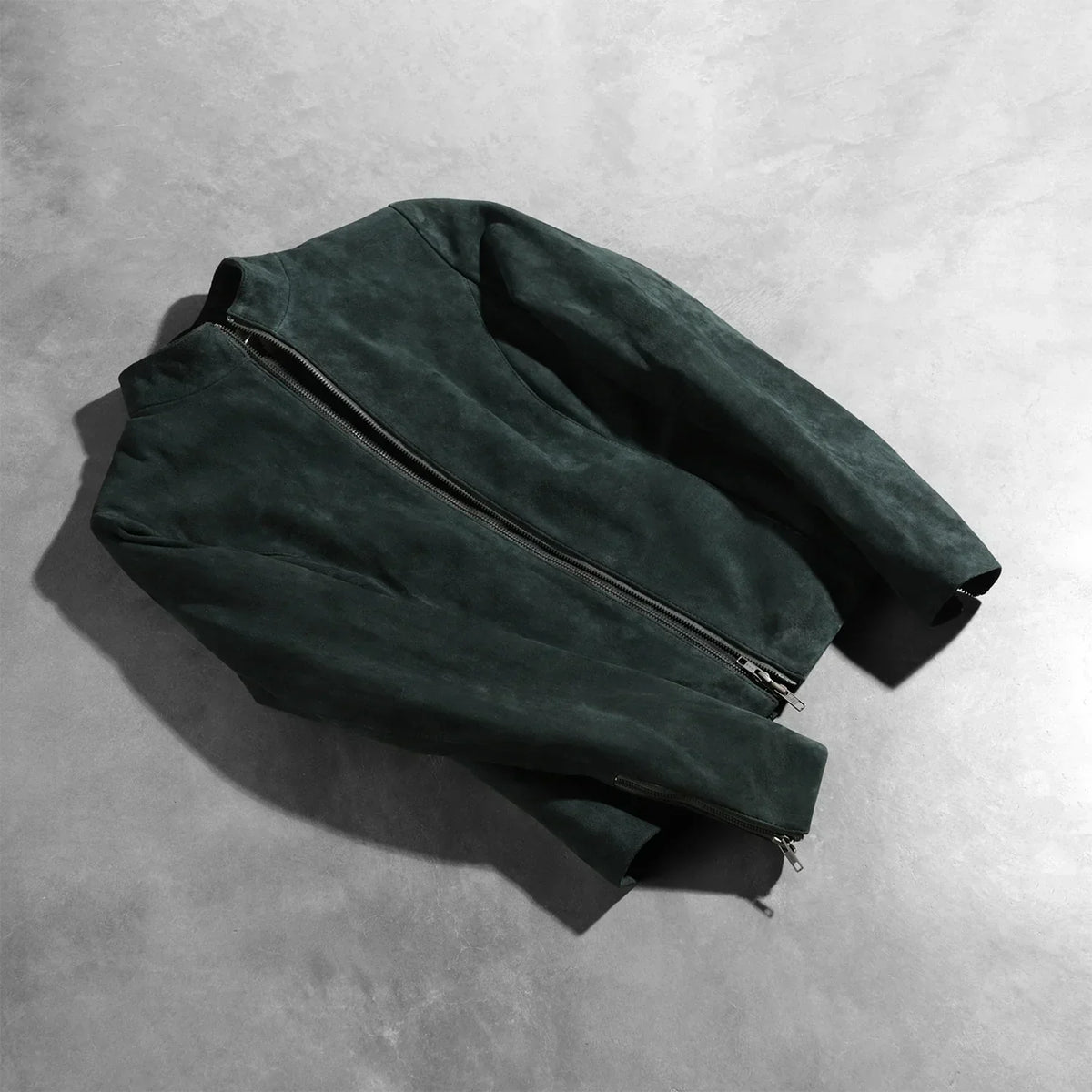 Rumella Green Suede Biker Jacket - women's jacket in green suede leather, view 7