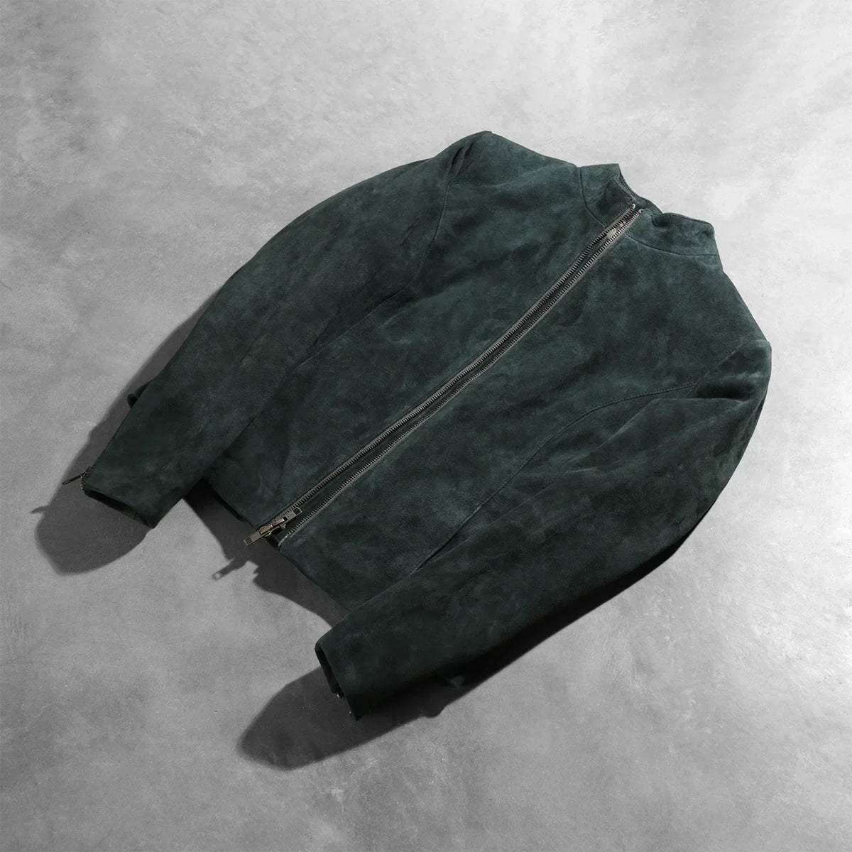 Rumella Green Suede Biker Jacket - women's jacket in green suede leather, view 8