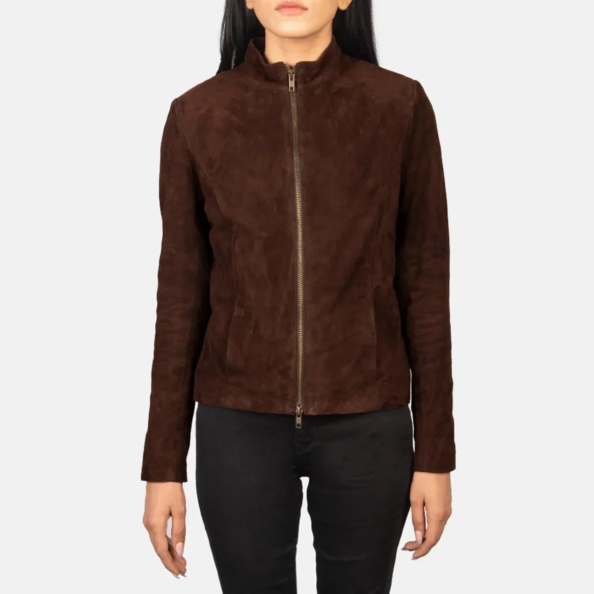 Rumella Mocha Suede Biker Jacket - women's jacket in mocha suede leather, view 4