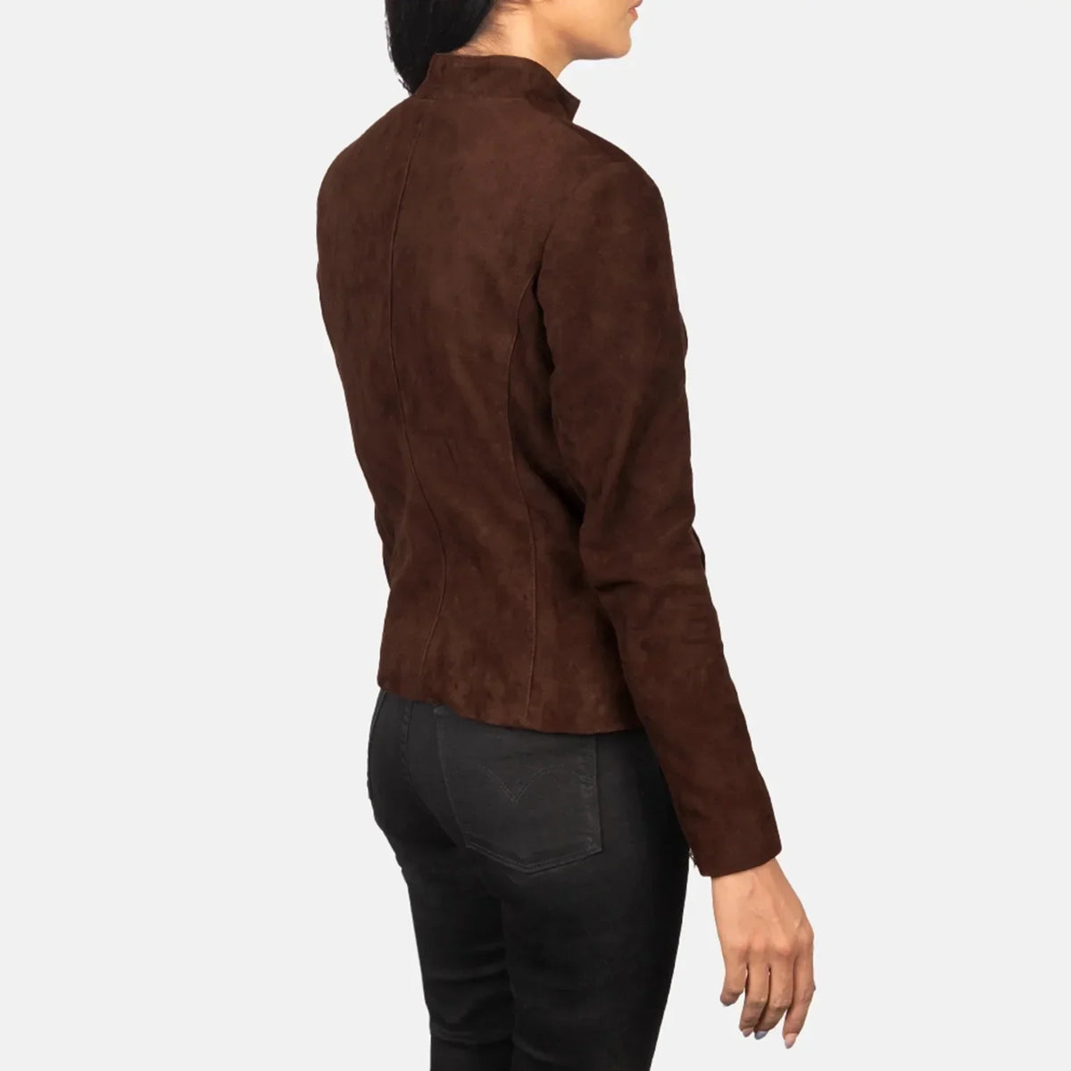Rumella Mocha Suede Biker Jacket - women's jacket in mocha suede leather, view 5