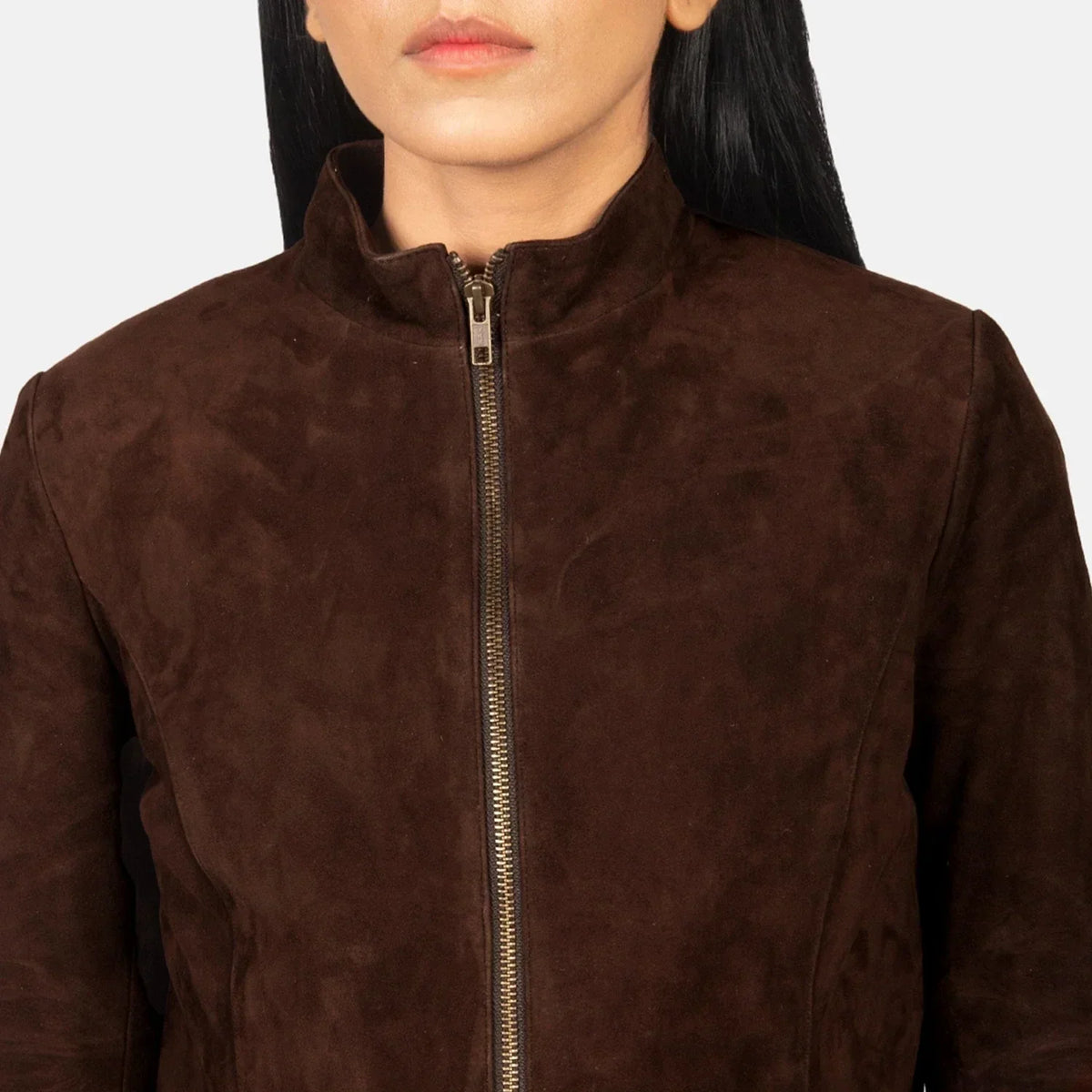 Rumella Mocha Suede Biker Jacket - women's jacket in mocha suede leather, view 6