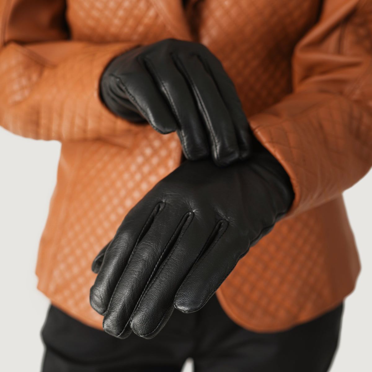 Brex Saltor Black Leather Dress Gloves - black women's dress leather gloves, view 4