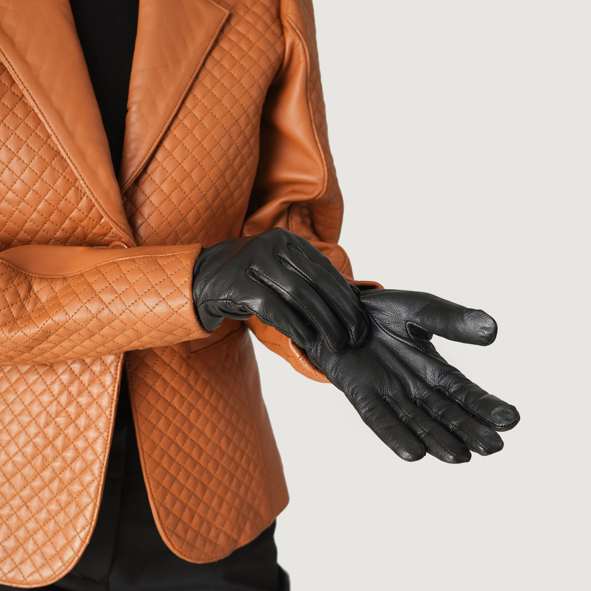 Brex Saltor Black Leather Dress Gloves - black women's dress leather gloves, view 5