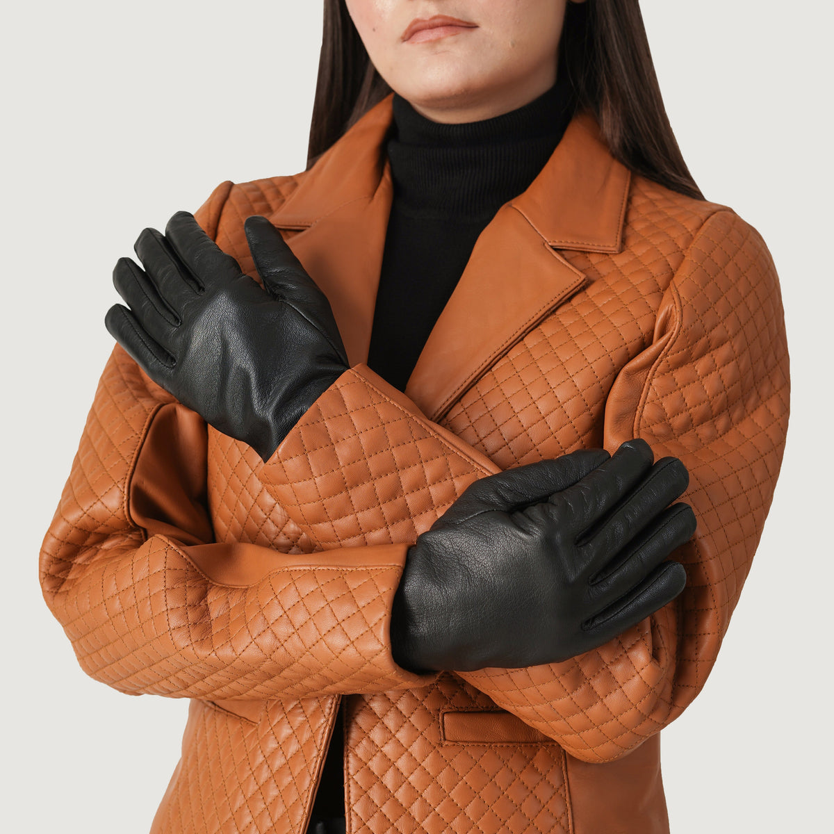 Brex Saltor Black Leather Dress Gloves - black women's dress leather gloves, view 6