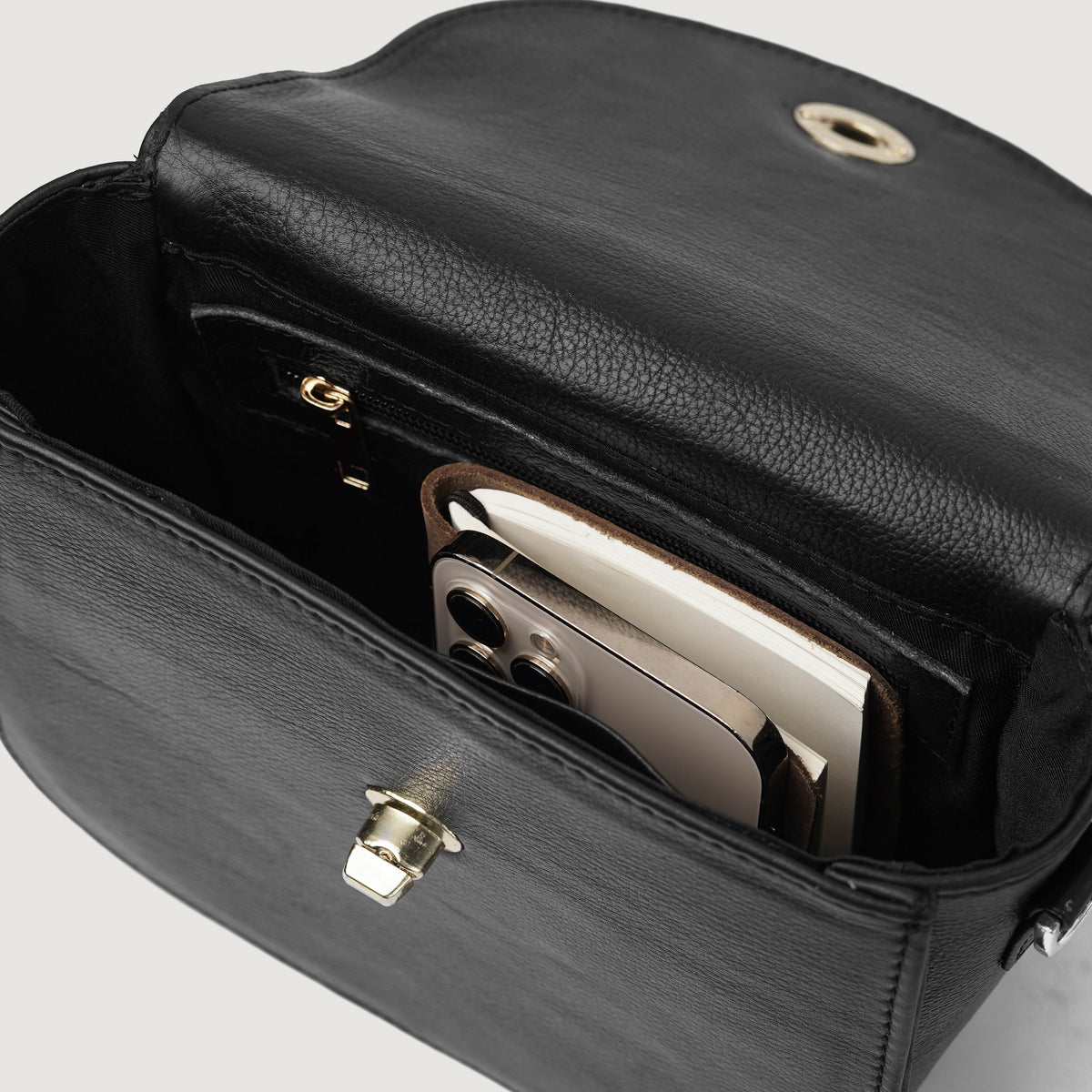 Brex Sandra Black Leather Saddle Bag - black leather saddle bag, view 6