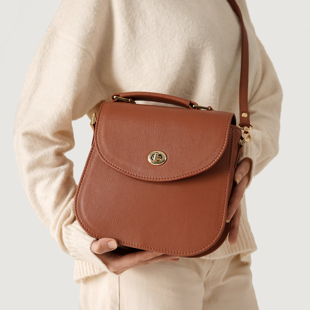 Brex Sandra Brown Leather Saddle Bag - brown leather saddle bag, view 4