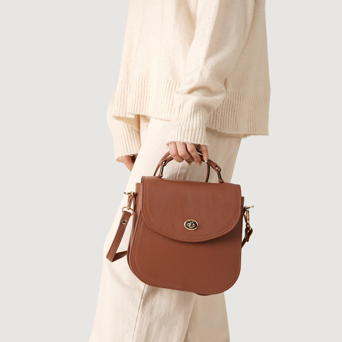 Brex Sandra Brown Leather Saddle Bag - brown leather saddle bag, view 8