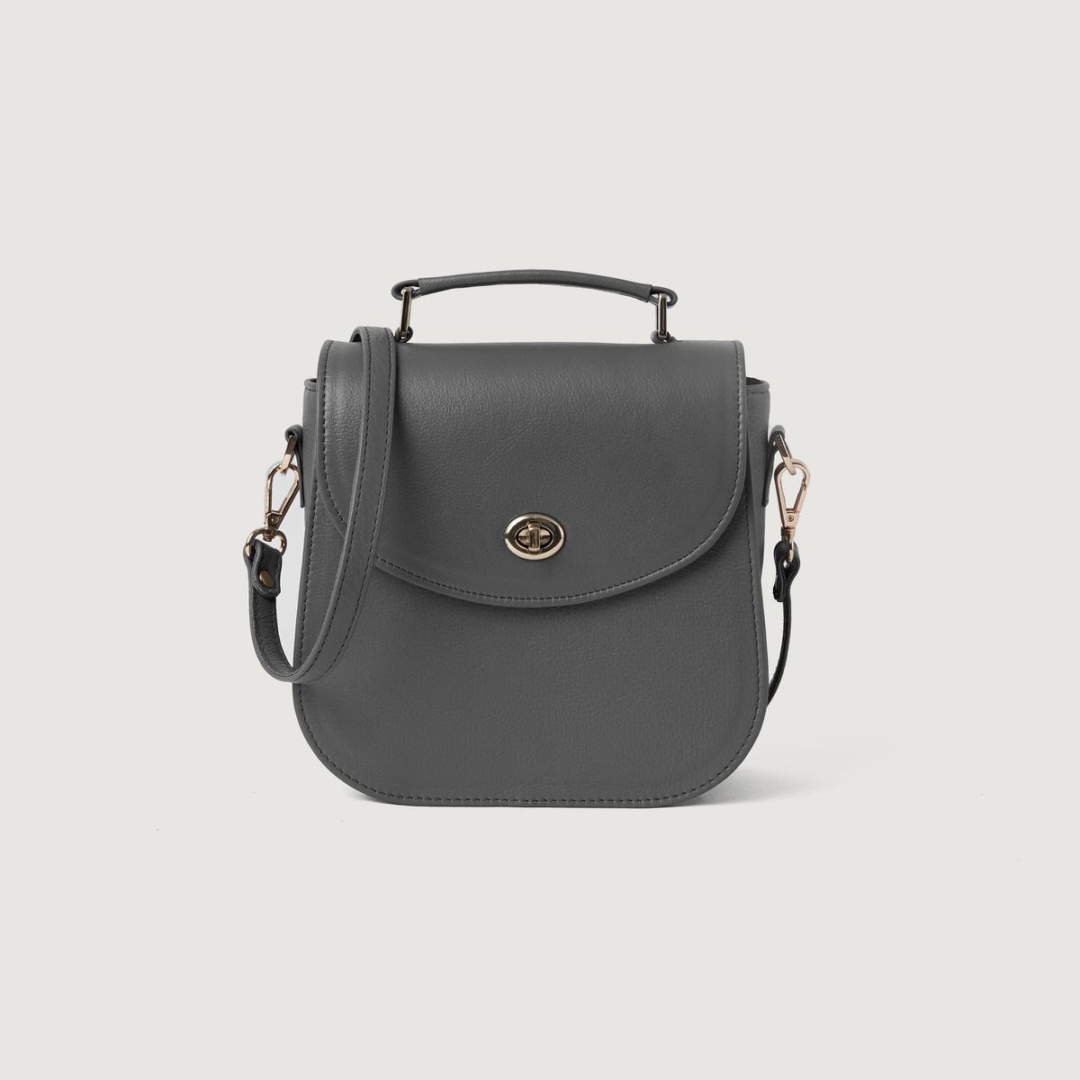 Brex Sandra Grey Leather Saddle Bag - grey leather saddle bag, view 1