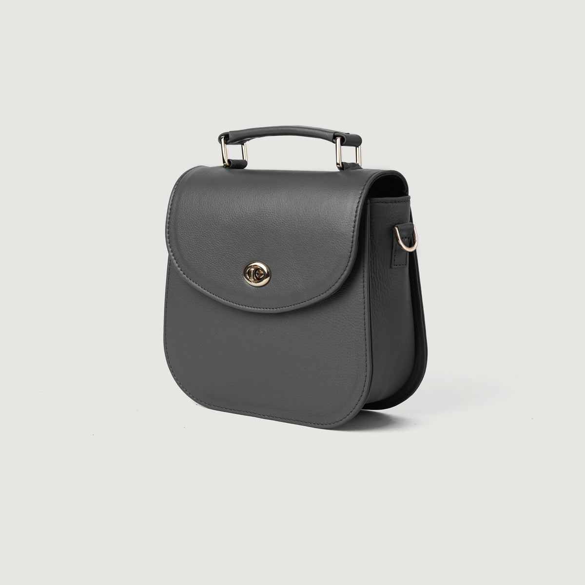 Brex Sandra Grey Leather Saddle Bag - grey leather saddle bag, view 3