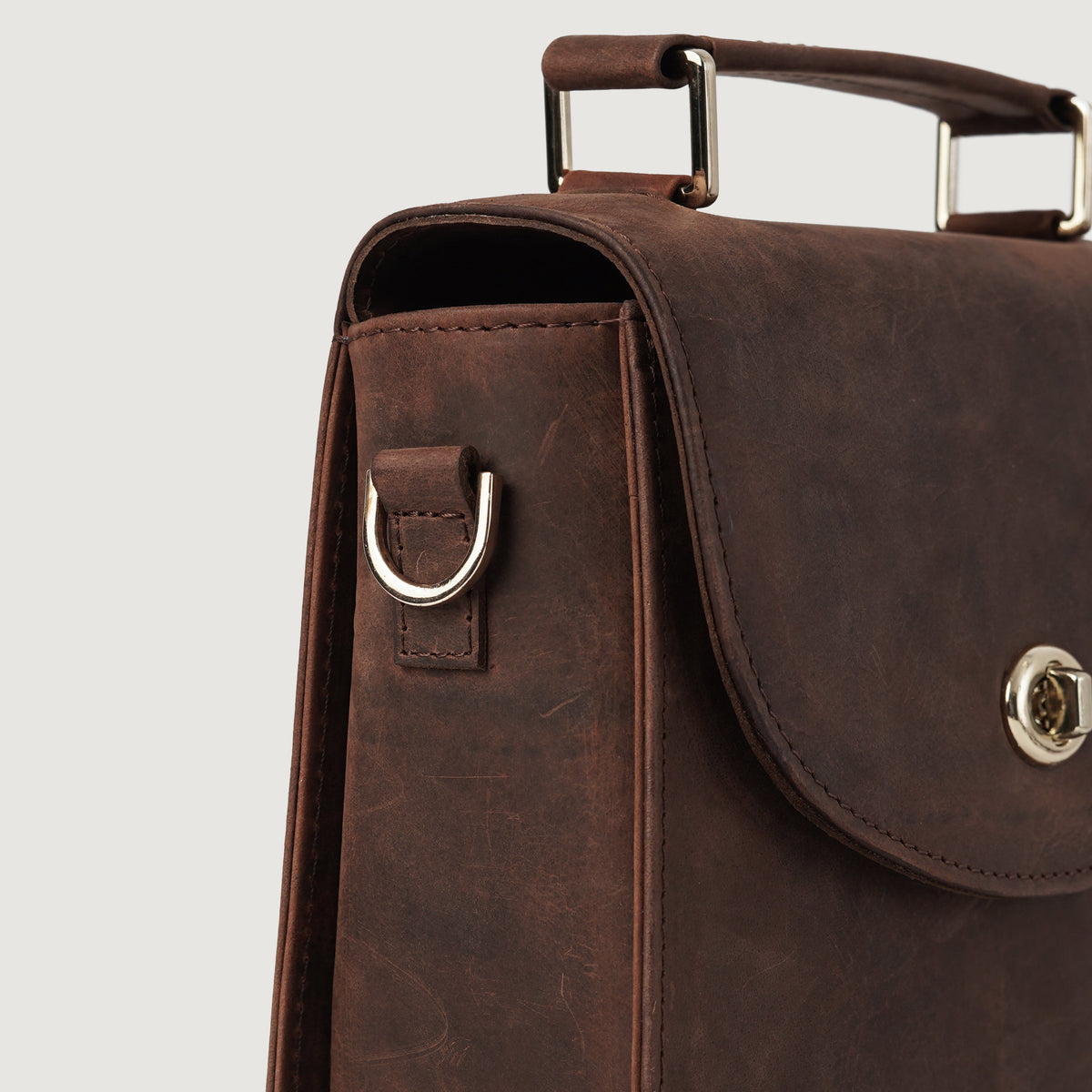 Brex Sandra Vintage Distressed Brown Leather Saddle Bag - brown leather vintage distressed saddle bag, view 4