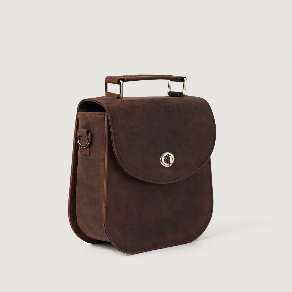 Brex Sandra Vintage Distressed Brown Leather Saddle Bag - brown leather vintage distressed saddle bag, view 5