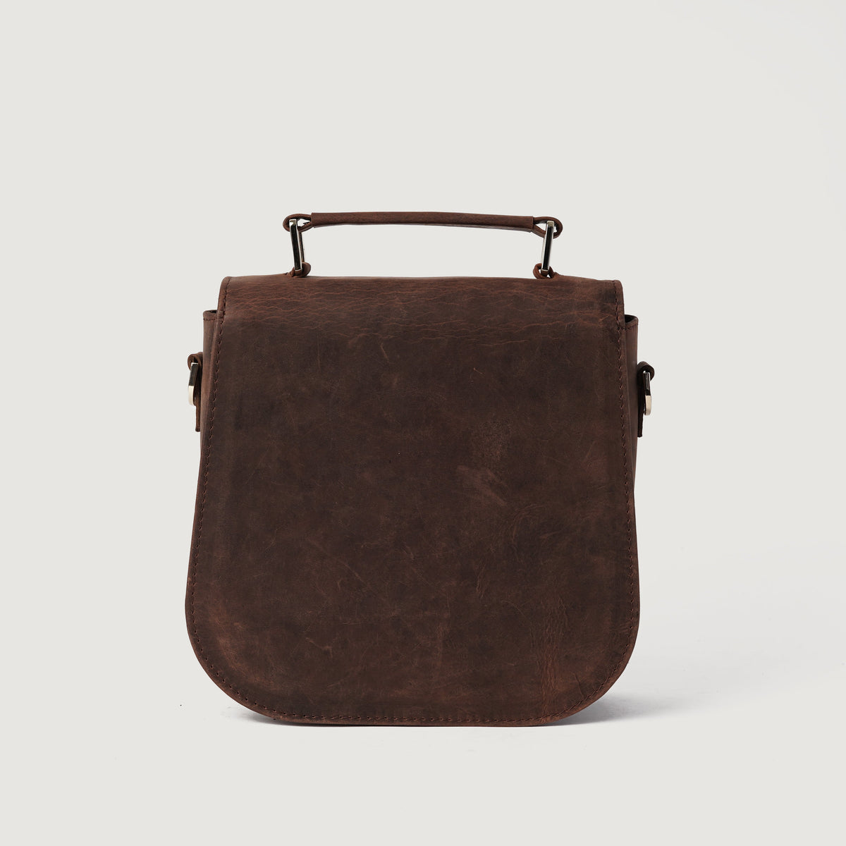 Brex Sandra Vintage Distressed Brown Leather Saddle Bag - brown leather vintage distressed saddle bag, view 6
