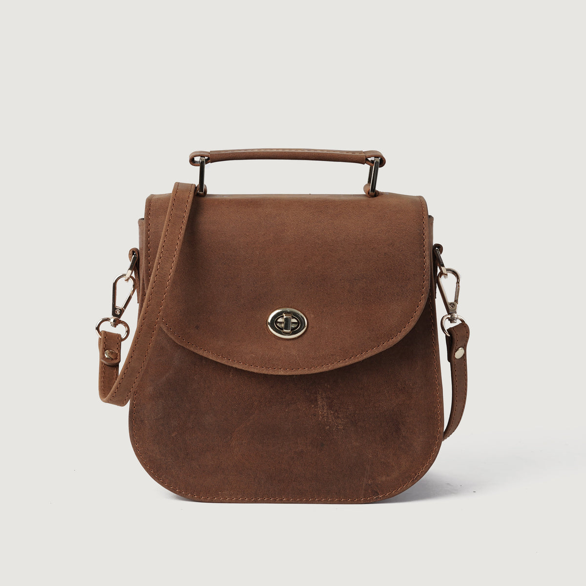 Brex Sandra Vintage Tan Leather Saddle Bag - tan leather vintage saddle bag, view 1