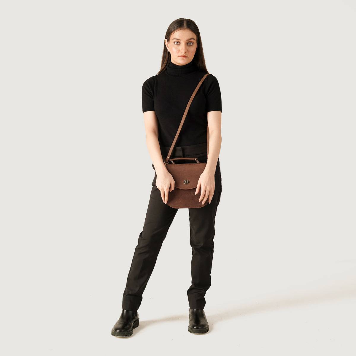 Brex Sandra Vintage Tan Leather Saddle Bag - tan leather vintage saddle bag, view 2