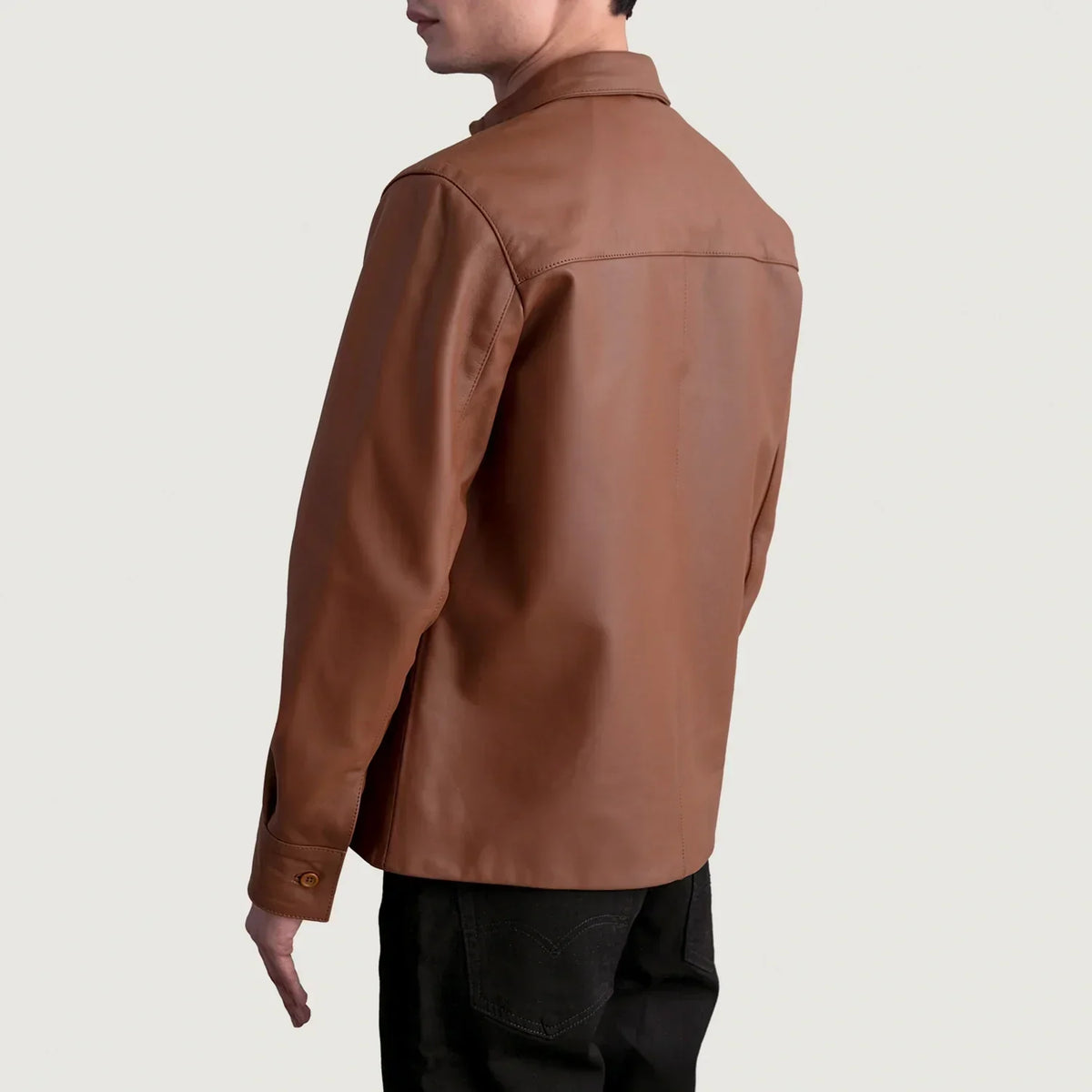 Scout Matte Brown Leather Shirt - men's shirt in brown premium leather, view 6