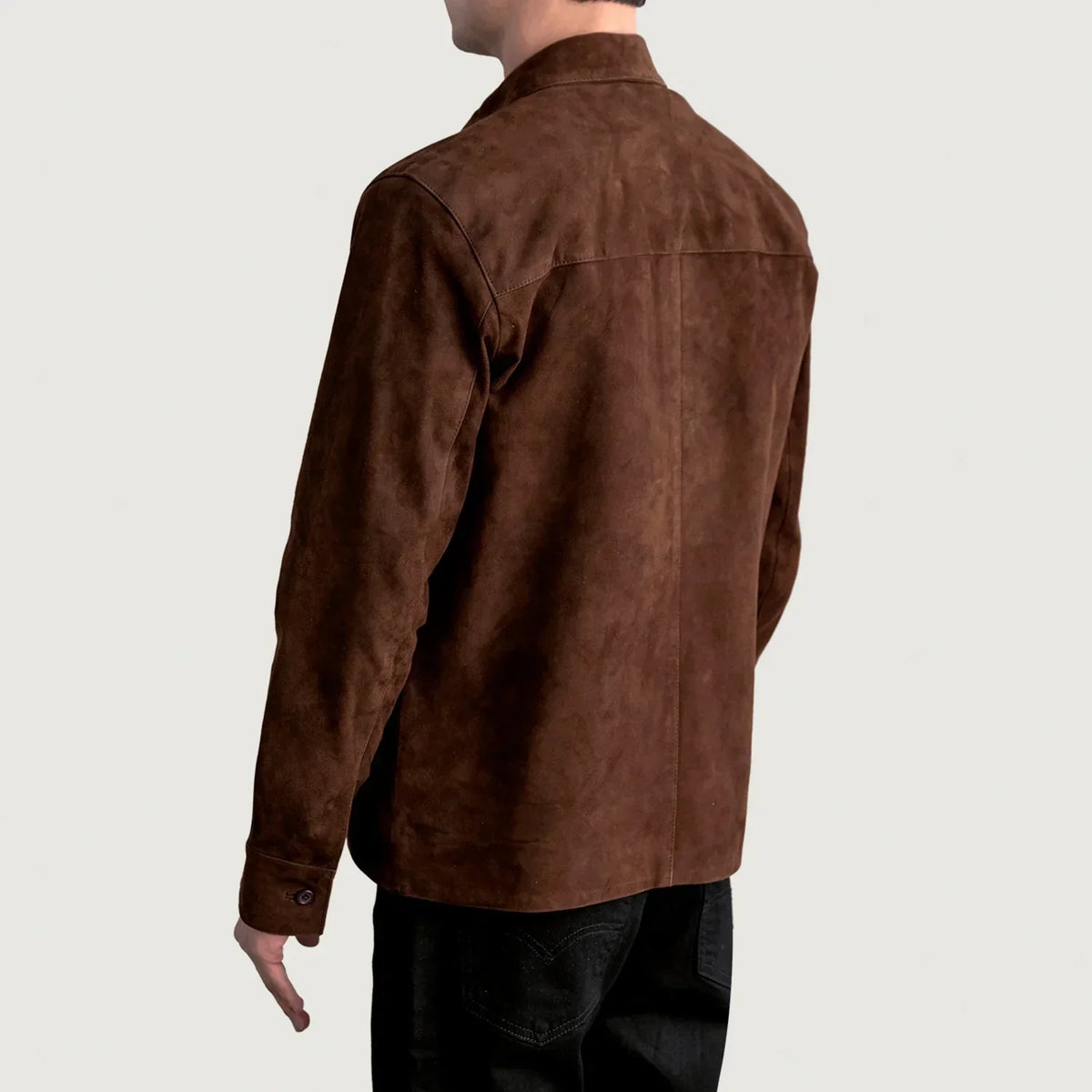 Scout Mocha Suede Leather Shirt - men's shirt in mocha suede leather, view 6