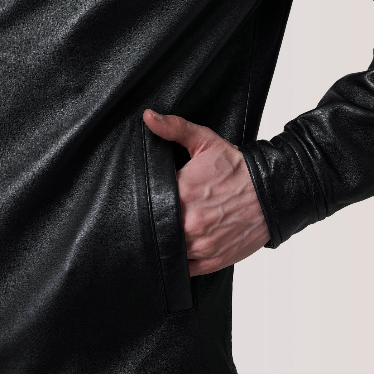Sean Black Leather Classic Jacket - men's jacket in black premium leather, view 6