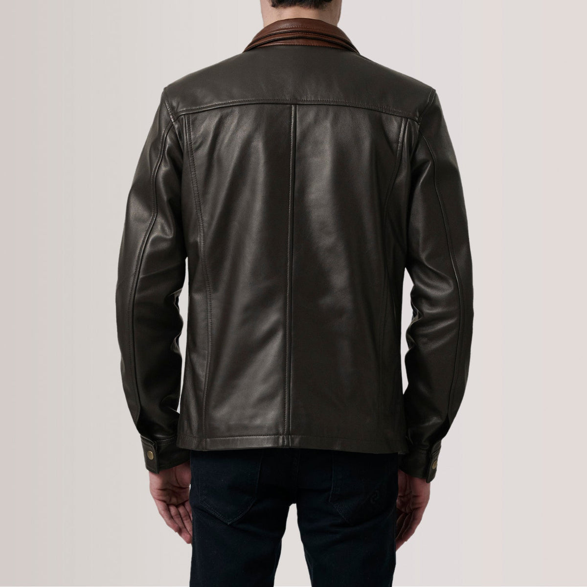 Sean Brown Leather Classic Jacket - men's jacket in brown premium leather, view 4