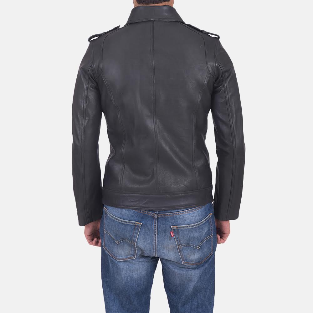 Sergeant Black Leather Jacket - men's jacket in black calfskin leather, view 3