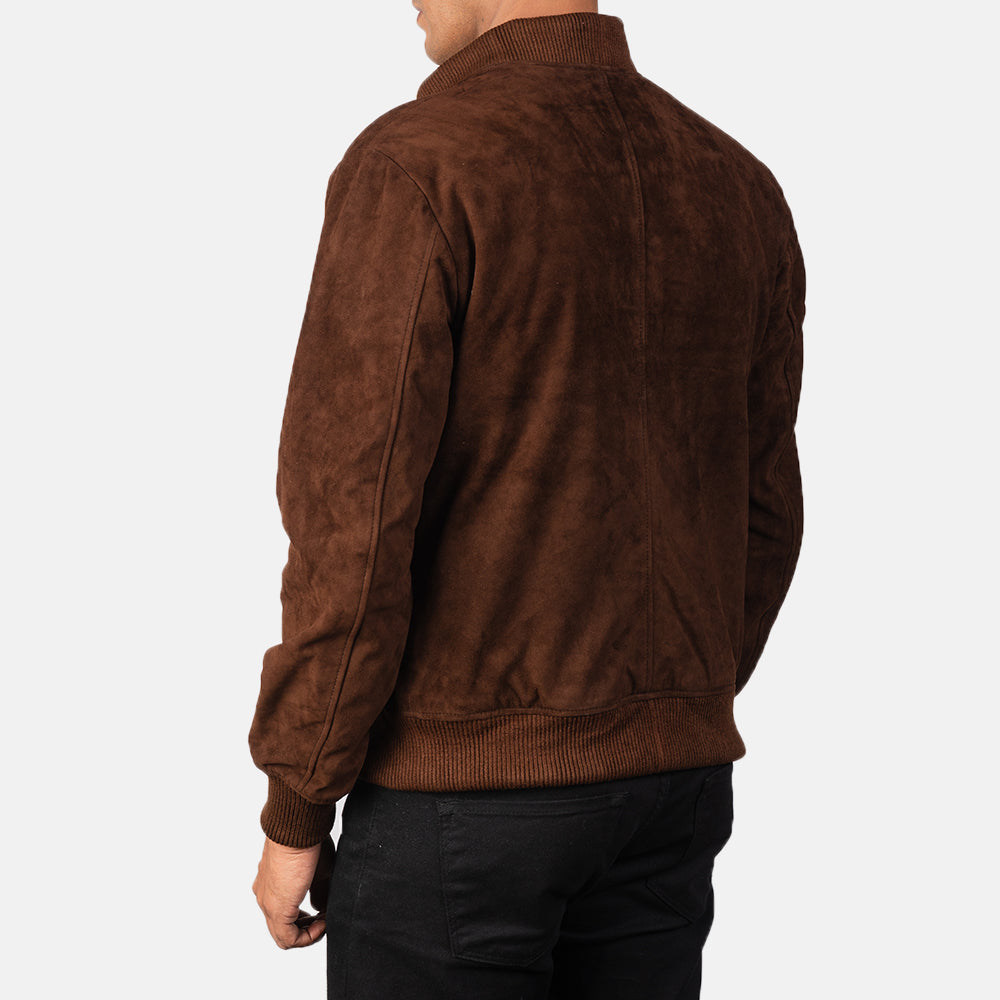 Shane Mocha Suede Bomber Jacket - men's jacket in mocha suede leather, view 5